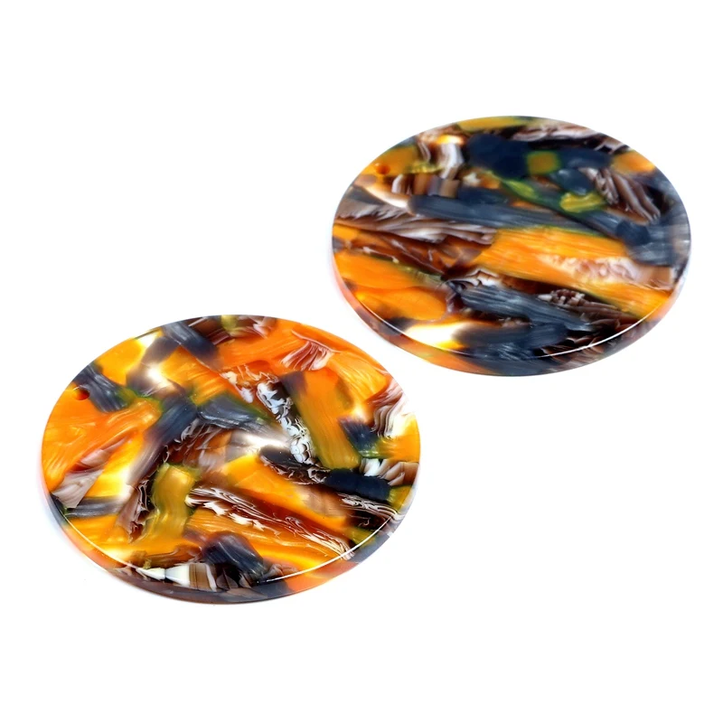 A210-233B-6PCS Черепаховые бусины, ацетатные акриловые серьги амулеты, круглые кулоны в форме монет, ювелирные изделия, серьги части, 37 мм ACE233 - Окраска металла: A210-233B-6PCS