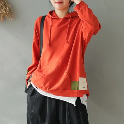 2020 Весенняя женская Свободная футболка с капюшоном универсальные пуловеры топы