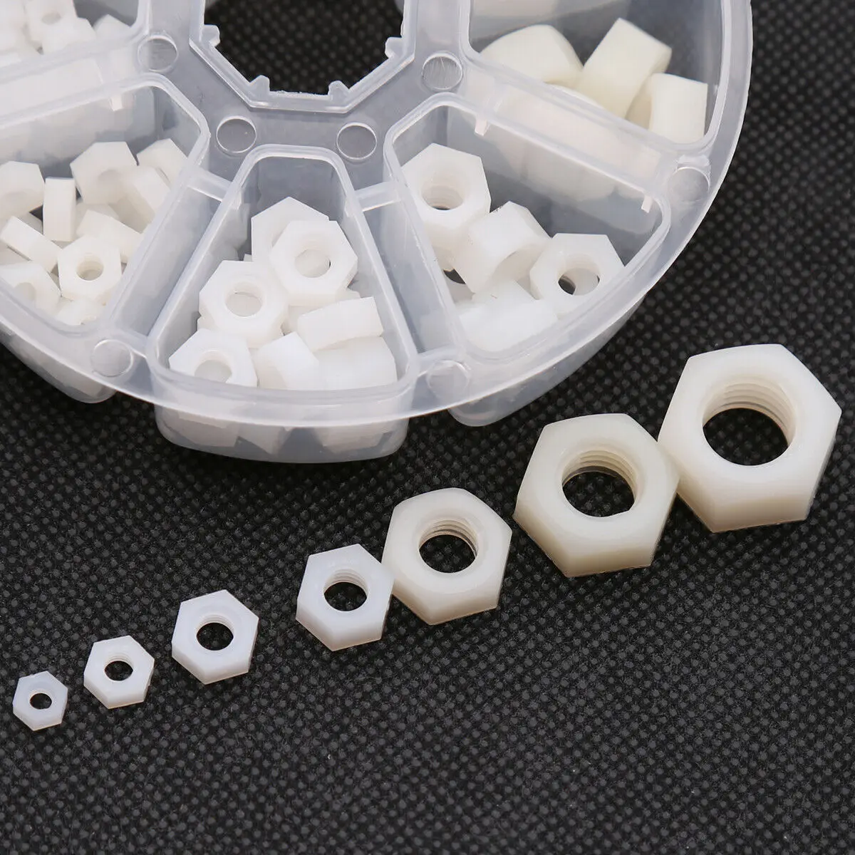 1 коробка белых пластиковых нейлоновых шестигранных гаек в комплекте