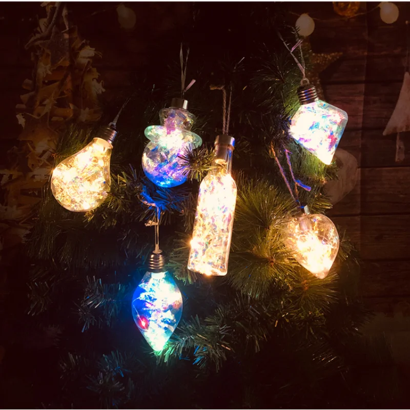 Рождественские светодиодные светящиеся фонарики для бутылок, 16 см, украшения для рождественской елки, новогодние украшения для дома, плать...