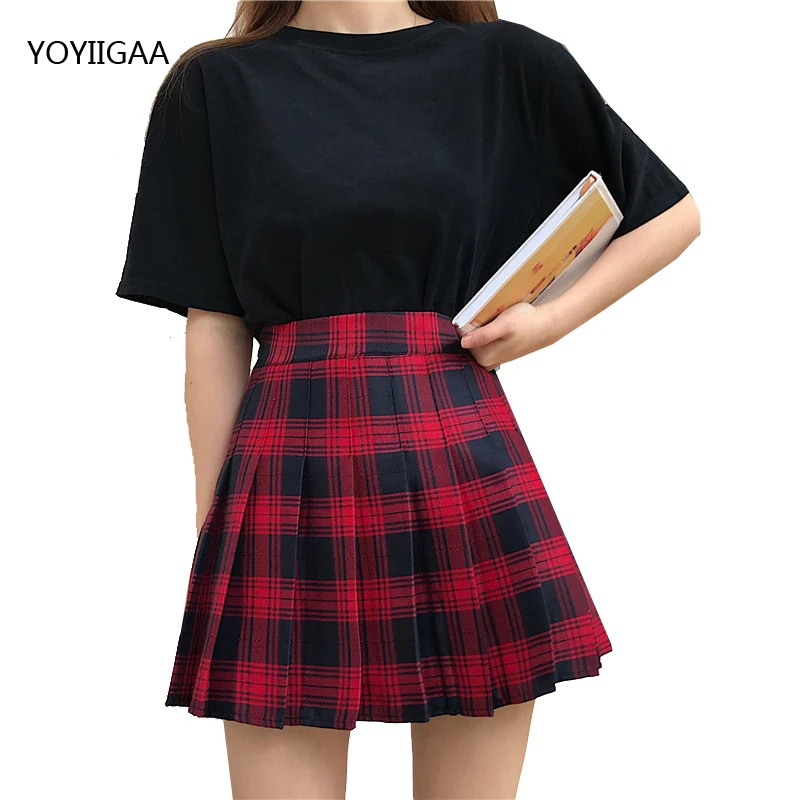 

Fashion High Waist Women Pleated Skirt Slim Waist A-Line Women's Mini Skirts Summer Ladies Girls Sweet Dance Skirts Plaid Skirt