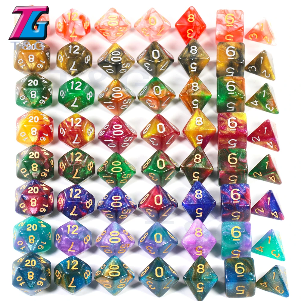Красочные Вселенная Галактика кости набор D4 D20 DND RPG лучшие подарки 16 видов цветов