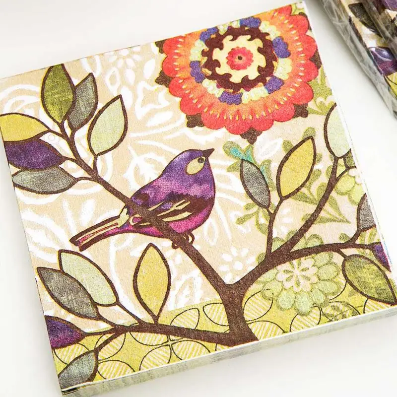 Коктейльная бумага napkins 20pcs 25х25 см 3 слойные фиолетовые бумажные салфетки для