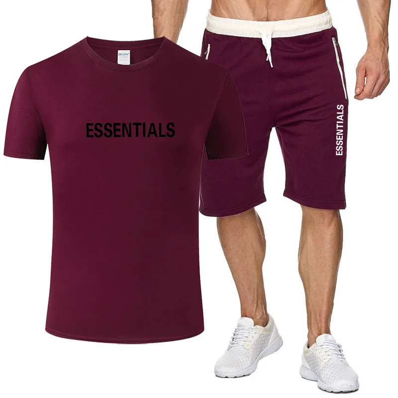 

2021 new letter logo men's summer round neck high quality cotton T-shirt set men's casual sports shorts two-piece set