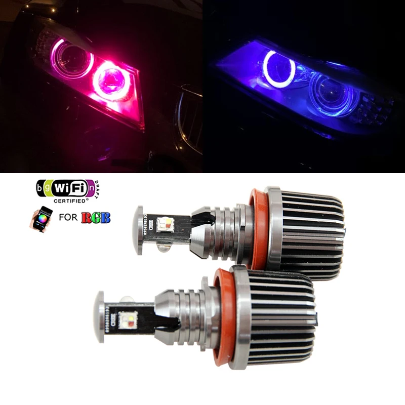 Новое обновление WI FI RGB H8 светодиодные габаритные огни глаза ангела светильник