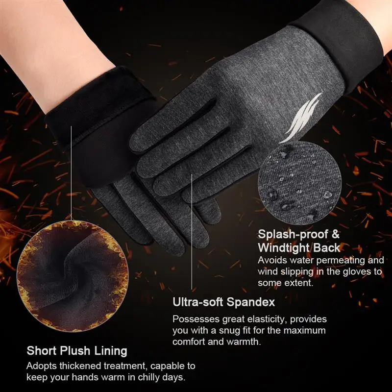 Vbiger Thickened Winter Sport Gloves Warm Touch Screen Cycling Anti-slip for Running Riding Driving | Спорт и развлечения