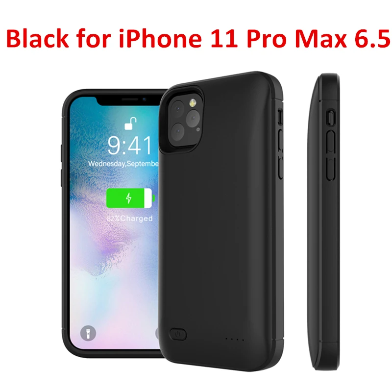 Для iPhone 11 SE 5 5S чехол для зарядного устройства 4000 мАч Внешний внешний аккумулятор чехол для зарядки для iPhone XS 7 8 plus 6 6S Чехол для аккумулятора - Цвет: Black for 11pro max