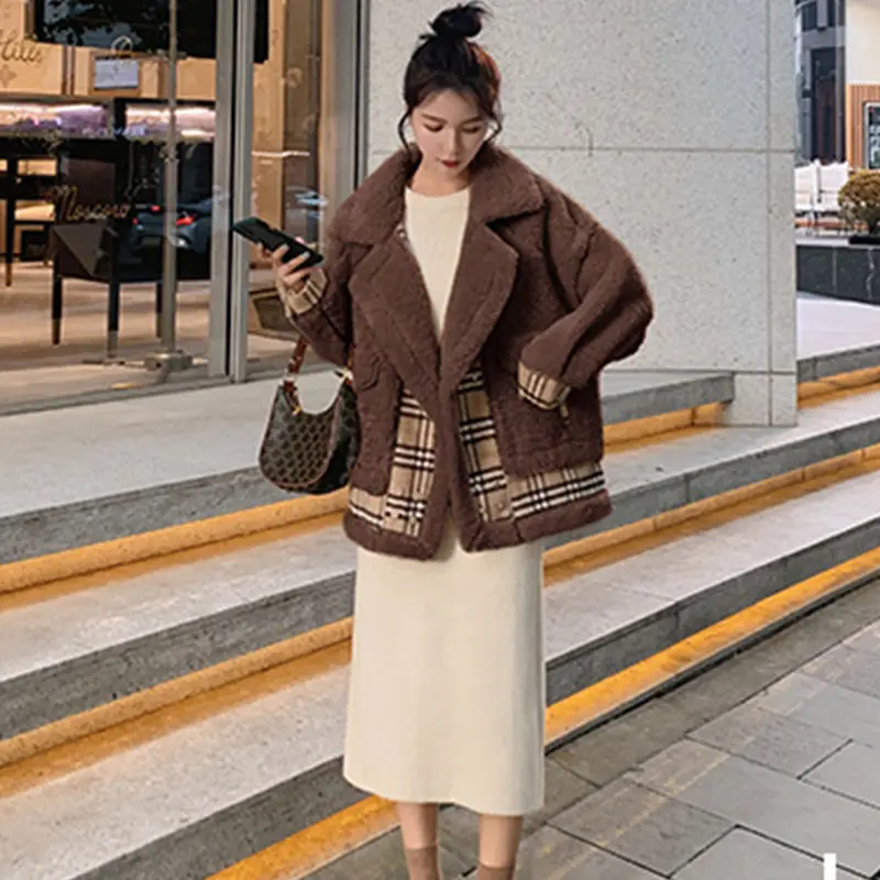 Женское пальто из овечьей шерсти y2k новая Корейская версия свободного кроя