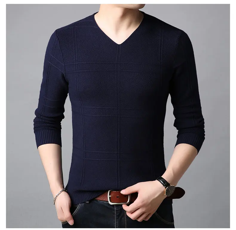 

Zoulv Men 2020 Autumn Winter Casual Striped V-Neck Pull Homme Long Sleeve Shirt Sweater Men Knitted Cotton Wool Pullover