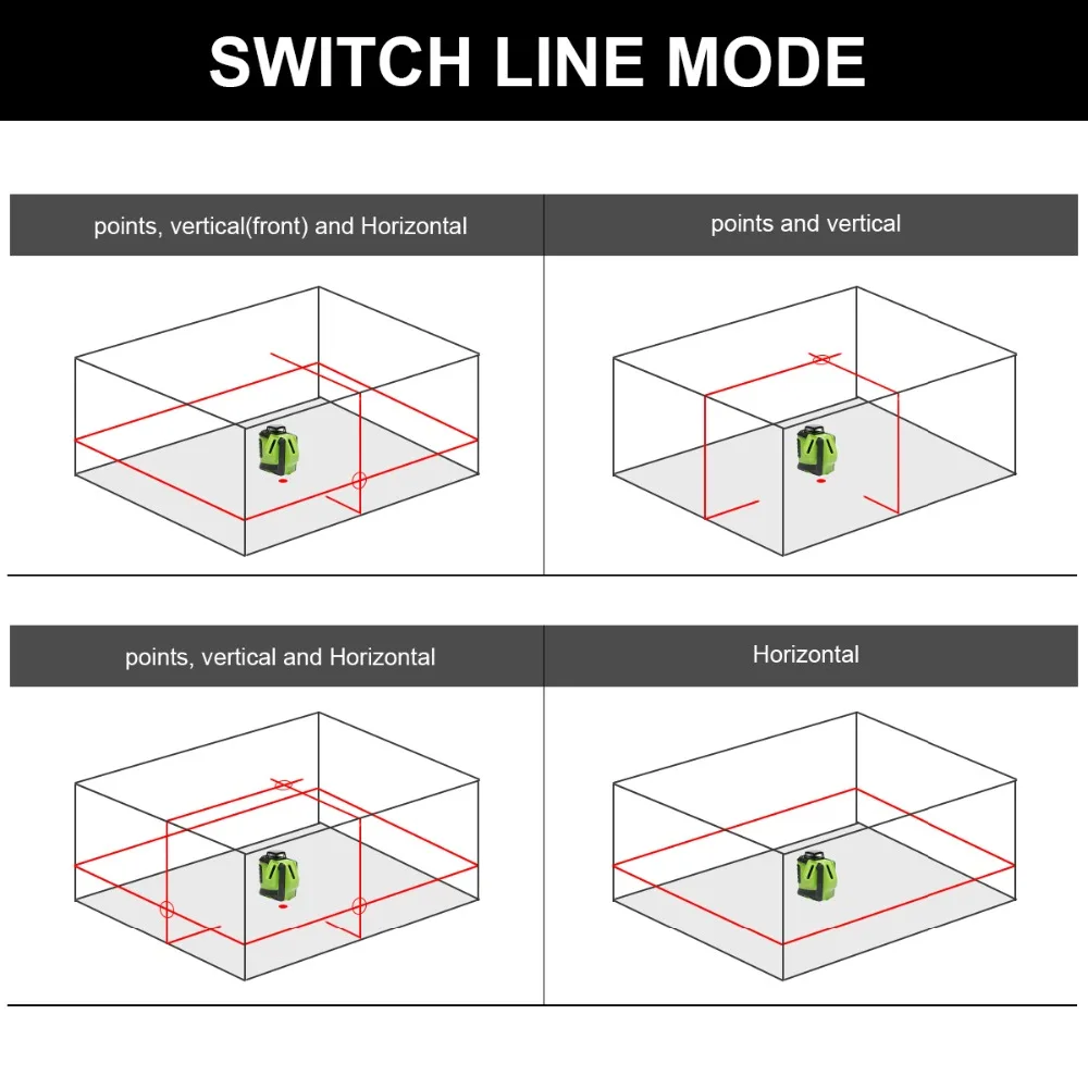 Лазерный уровень Huepar многолинейный нивелир с 2 горизонтальными и вертикальными