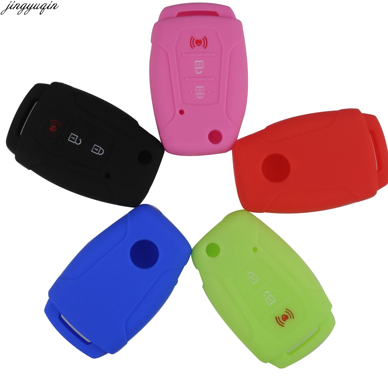 

Jingyuqin For Ssangyong 2015 2016 Tivoli Rexton Korando C Key Cover Case 3 Button Silicone Flip Remote Key Cover Case