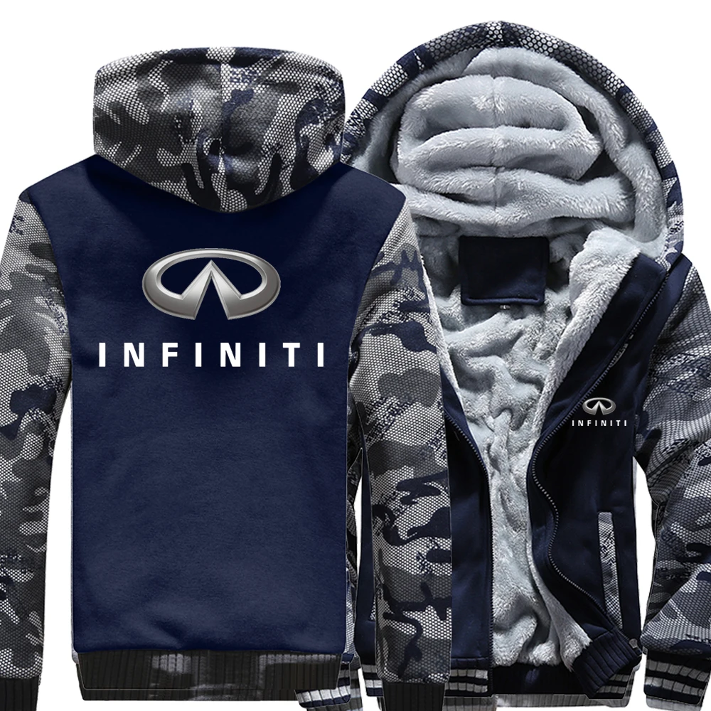 

Winter Infiniti Hoodies Mens Camouflage Sleeve Jacket Coat Fleece Fashion Thicken Man Long Sleeve Zipper Sweatshirt Tops