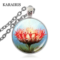 karairis dancing flowers dancing people painting abstract art necklace glass cabochon dome necklaces party jewelry gifts