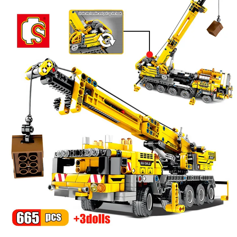 

SEMBO 665pcs Urban Engineering Bulldozer Crane Dump Truck Building Blocks City Construction Vehicle Car Toy For Children Gifts