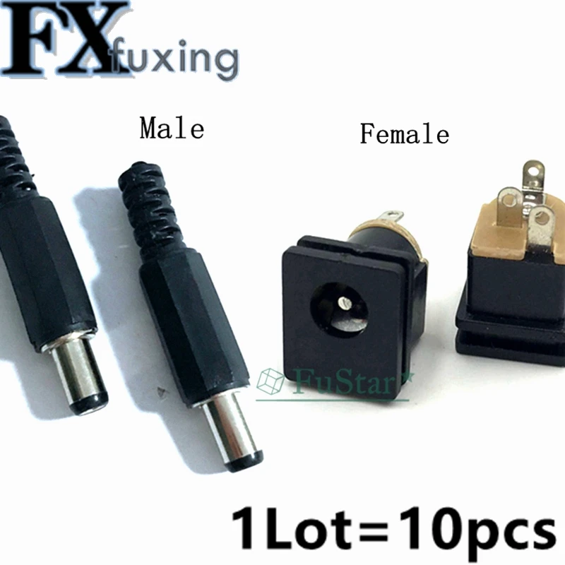 

10pcs DC-015 5.5X2.1mm DC Power Female Jack Plugs Socket + Plug Male SMD PCB DC015 DC-022B Connetors Kit DIY Adapter Connector