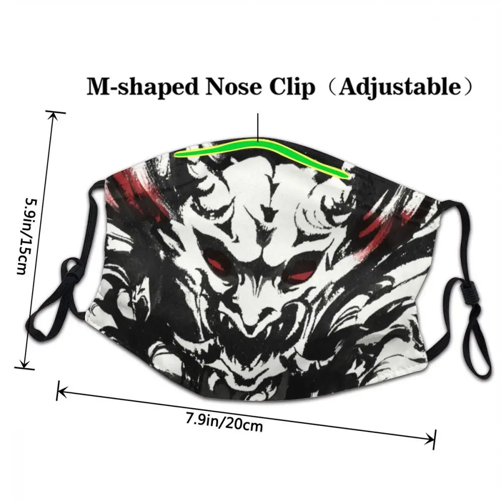 Ink Dance Macabre Non-Disposable Face Mask Adult Demon Samurai Oni Dustproof Protection Cover Respirator Mouth Muffle | Аксессуары для