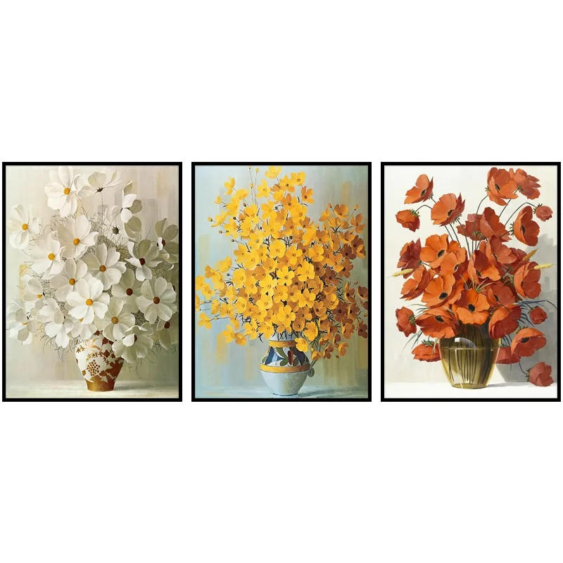 

Artificial Orange Yellow Flower Arrangement Posters Canvas DIY Plants Home Decor Paintings For Living Room Unframed