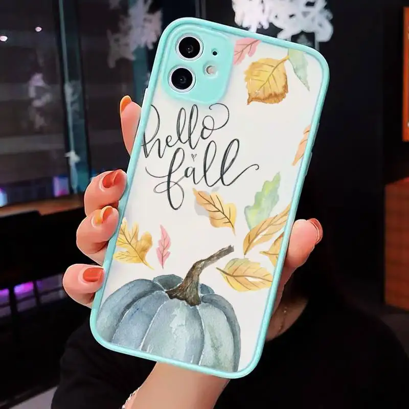 

Fall Inspired beautiful art painting Phone Case Matte Transparent for iPhone 7 8 11 12 s mini pro X XS XR MAX Plus cover funda