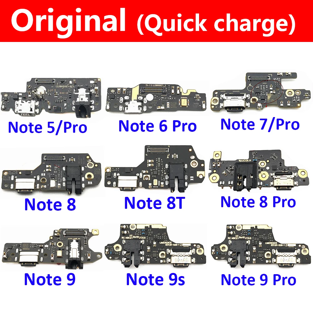 Original USB Charge Port Jack Dock Connector Charging Board Flex Cable For Xiaomi Redmi Note 5 6 7 8 8T 9 Pro 9S 10 10s 11 4G 5G