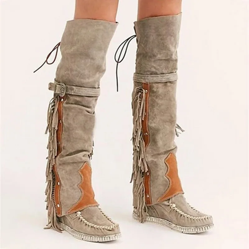 LASPERAL/высокие сапоги с бахромой коллекция 2019 года модные до колена в богемном