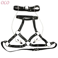 olo sm bondage mouth gag nipple clamps o ring sex toys for women pu leather restraints body harness breast clips