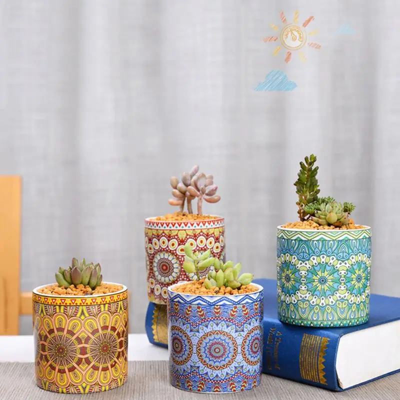 

Succulent Pot, Mini Flower Pot Bohemian Ceramic Succulent Planter Pot for Small Dropshipping