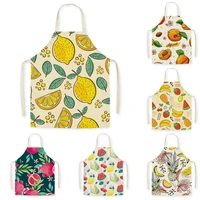 fruit print kitchen apron men women chef cooking aprons bibs cotton linen waist apron cleaning 6855cm wq 0236