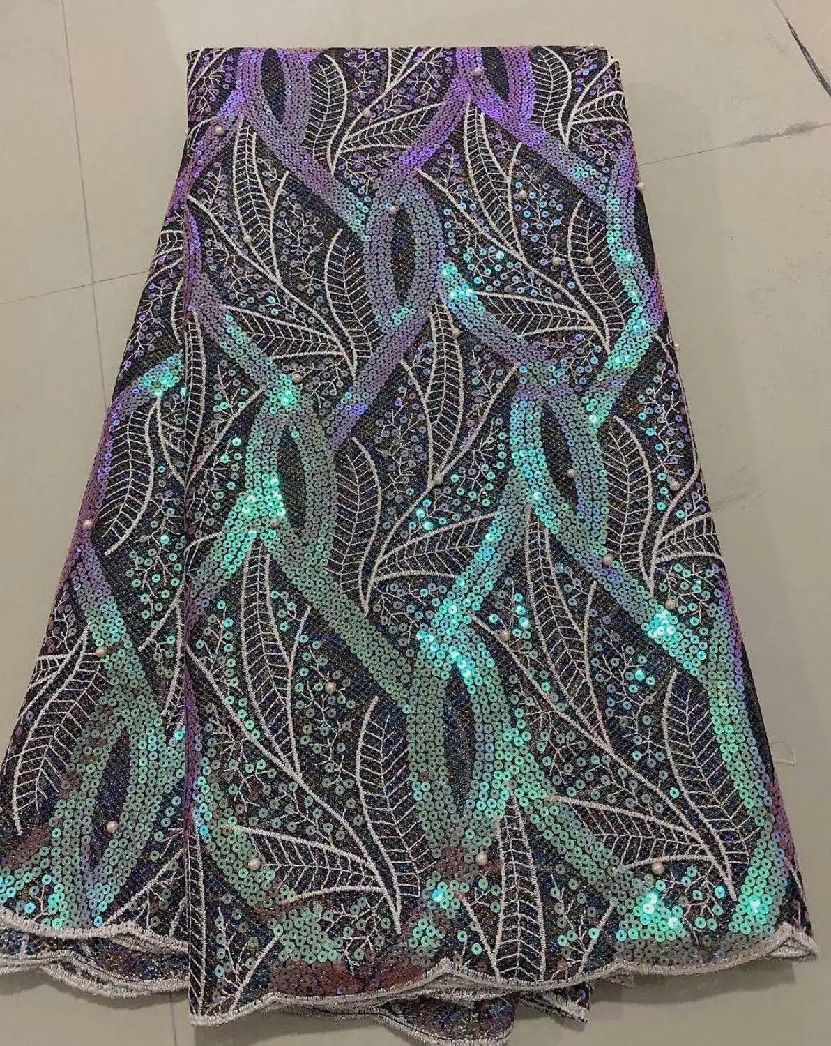 Африканская роскошная кружевная ткань с блестками Высококачественная