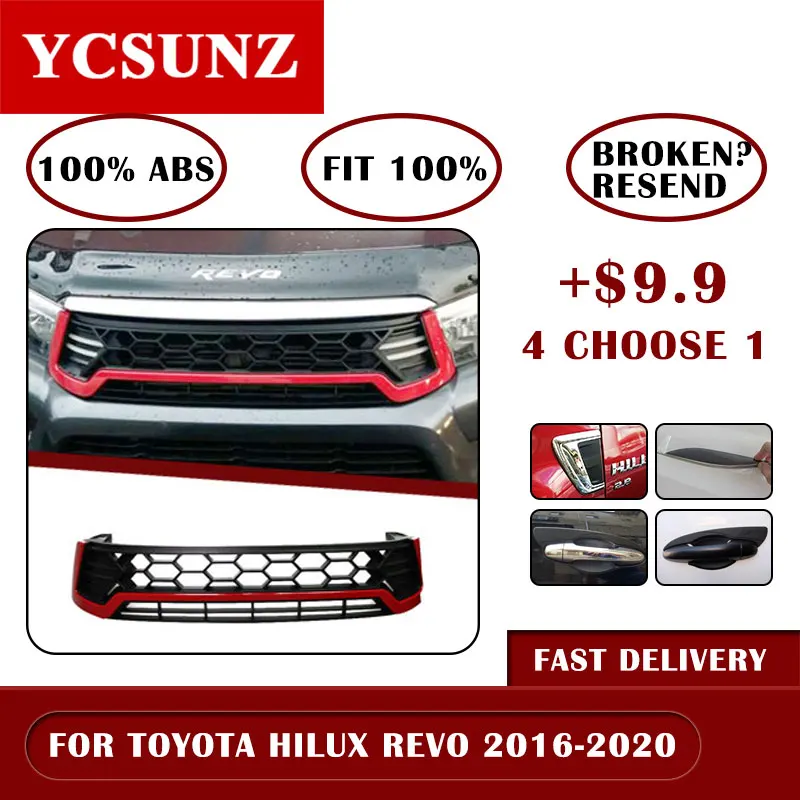 

2016-2017 LED Raptor Grille For Toyota Hilux Revo Front Grill Cover Grille Accessories For Toyota Hilux Part 2018 2019 2020