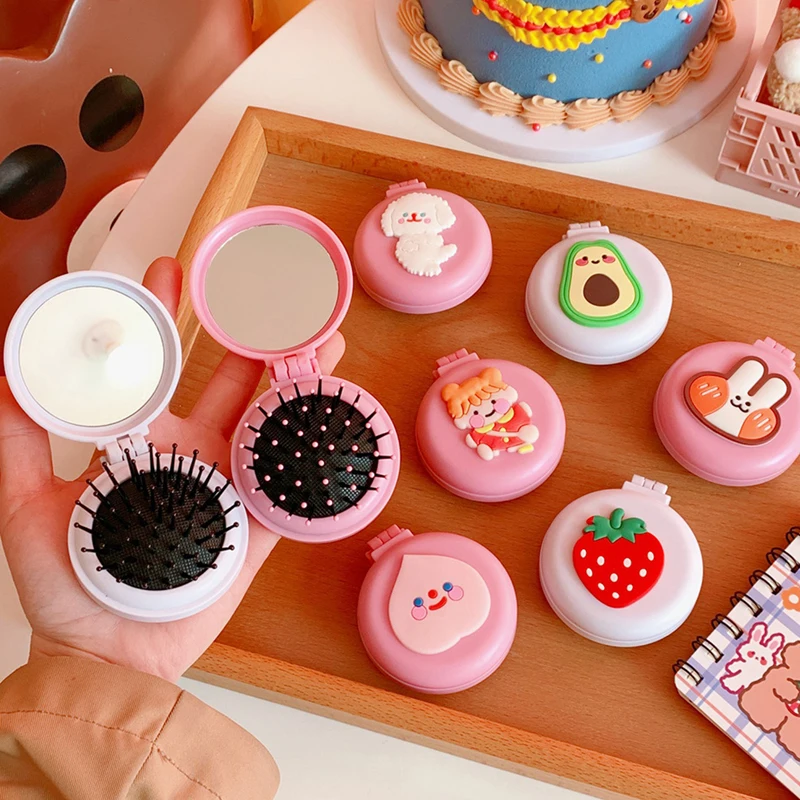 

With Mirror Anti-static Airbag Massage Head Scalp Straight Curly Hair Brush Comb