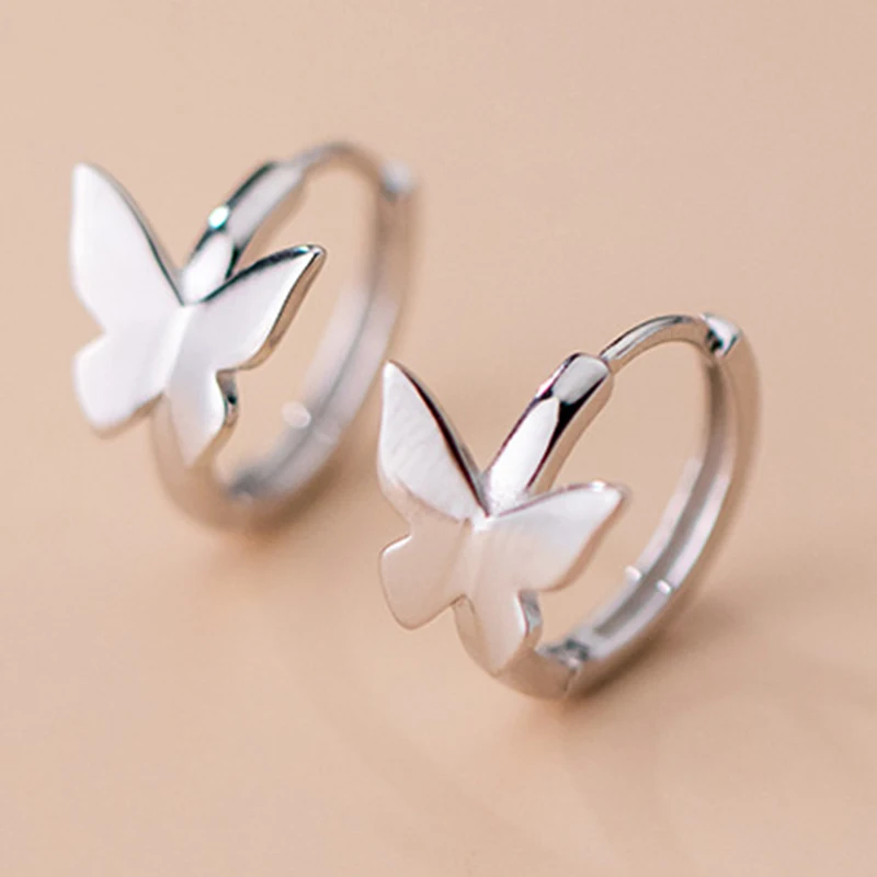 

Charm Butterfly Small Hoop Earring Round Circle Earrings for Women Girl Silver 925 Earring Piercing Jewelry Valentine's Day Gift