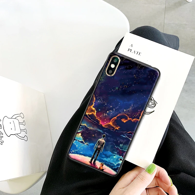 3D звездное небо закаленное Стекло чехол для Xiaomi Mi6 8 Lite SE макс 3 9E 5X 6X F1 A1 A2 6 мягкий |