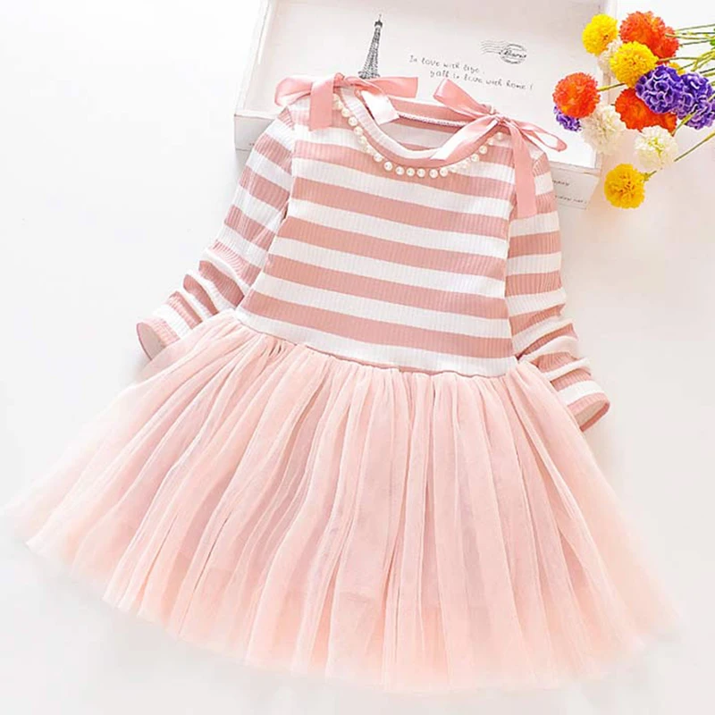 Для девочек в цветах радуги милые платья 2020 Новинка на осень с принтом сердечки