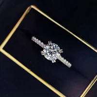 hoyon love ring 50 points main imported moissanite high carbon diamond shiny bright four claw diamond ring