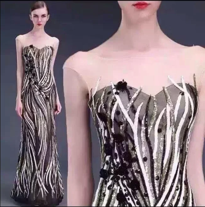 

LJ895 Black+Gold Color high quality (5yards/lot) French lace fabric for women dress,african tulle lace fabric with Sequins!