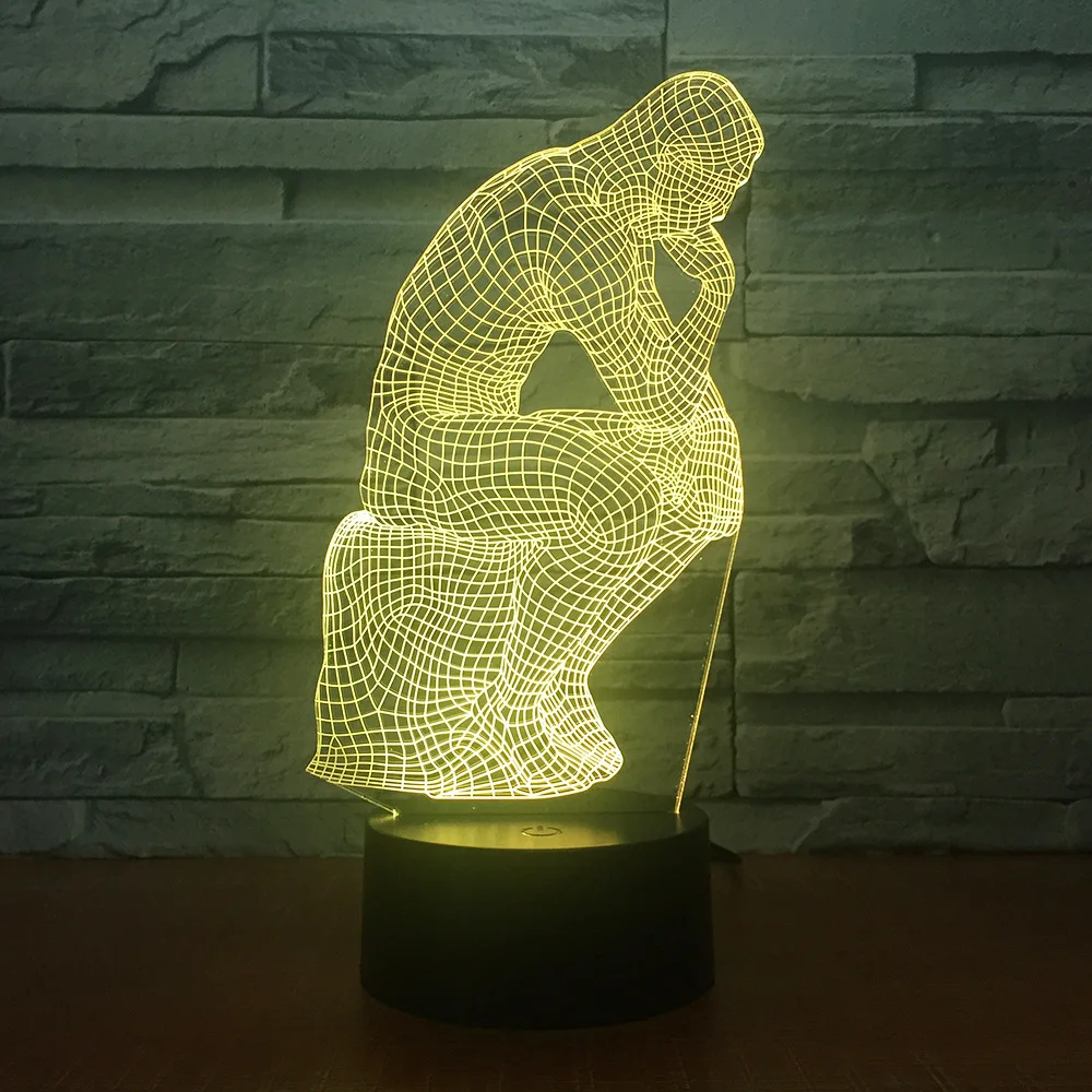 Thinker 3D 7 цветов лампа визуальные Светодиодные ночные светильники для детей
