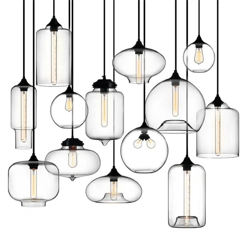 

Modern loft E27 glass bowl pendant lights colorful simple hanging lamps for kitchen living room bedroom restaurant hotel room