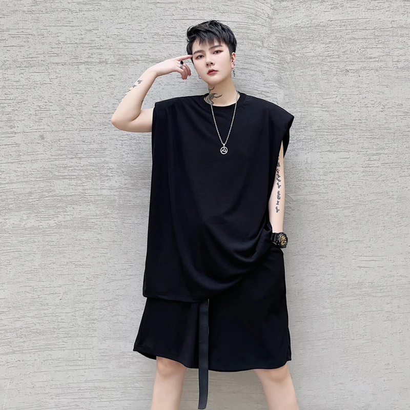 Summer new ins Korean fashion men's loose sleeveless T-shirt youth fashion men's Vest casual shorts suit
