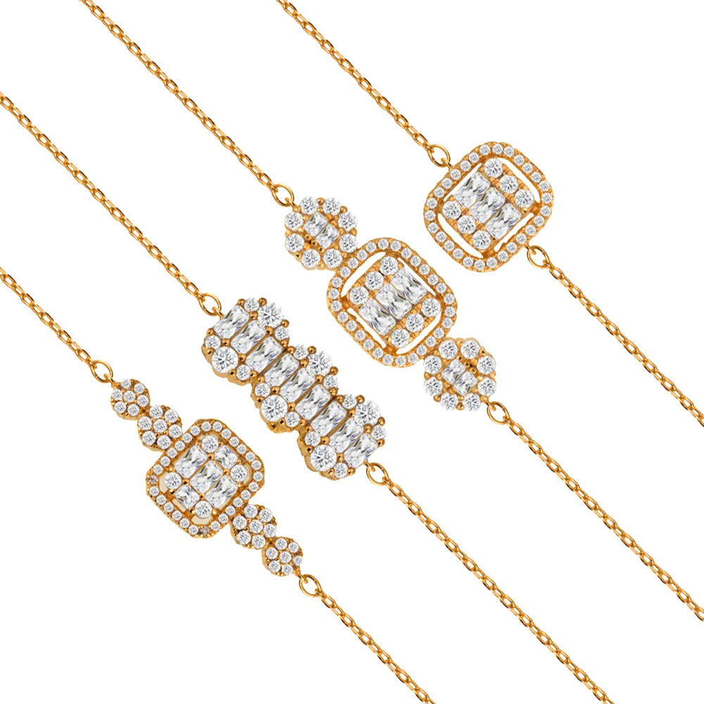 Очаровательная медная багета Bride Talk цепочка из циркония и звено женский браслет в