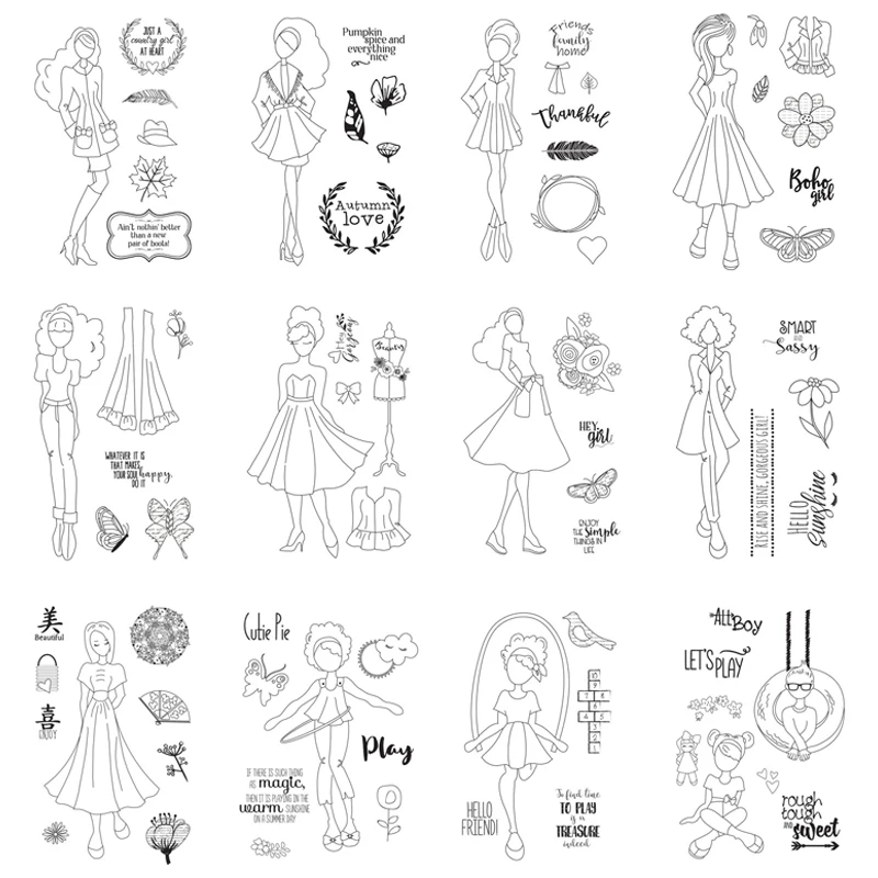 

Модные куклы штампы набор различных кукол девочек силиконовые прозрачные штампы для «сделай сам» Скрапбукинг ремесла изготовление открыт...