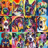 ruopoty frame colorful dog animals diy painting by numbers modern hand painted oil painting unique gift for children 40x50cm