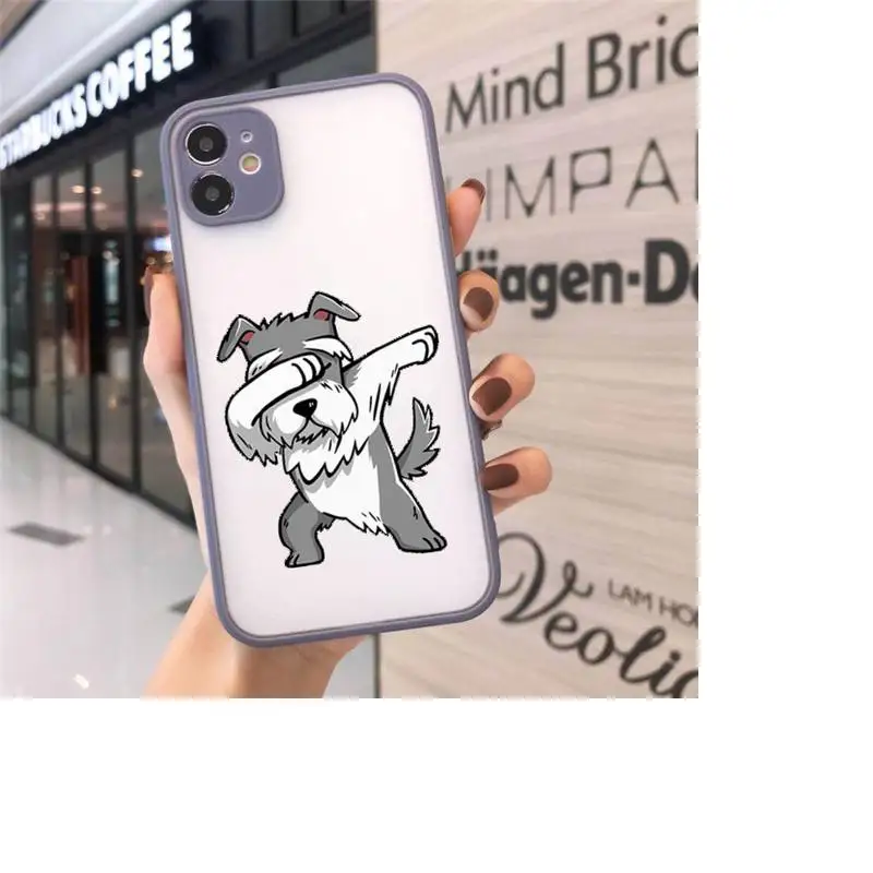 

Cartoon schnauzer dog Phone Cases Matte transparent For Gray iPhone 12 Mini 11 Pro XR XS Max 7 8 Plus X Back Cover
