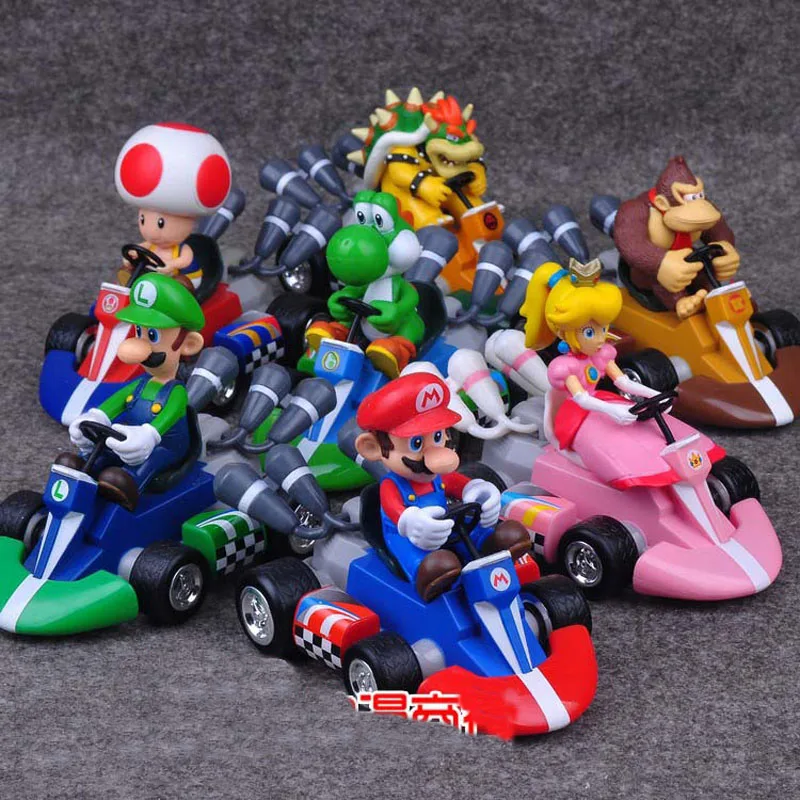 Экшн фигурки из ПВХ супербратья Марио с четырьмя машинками игрушки Йоши