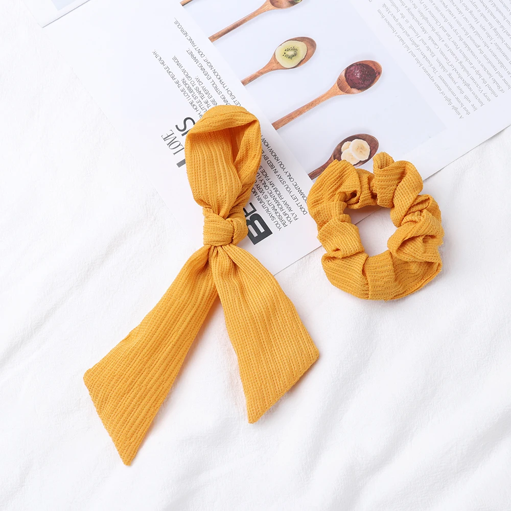 Однотонные резинки для волос Bohe Женская эластичная повязка с бантом резинка