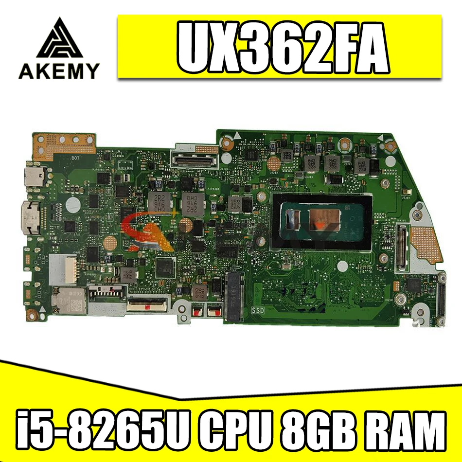 

Материнская плата AKemy для ноутбука ASUS UX362FA-EL142T ZenBook Flip UX362, с процессором i5-8265U, 8 Гб ОЗУ, протестирована полностью на 100% год