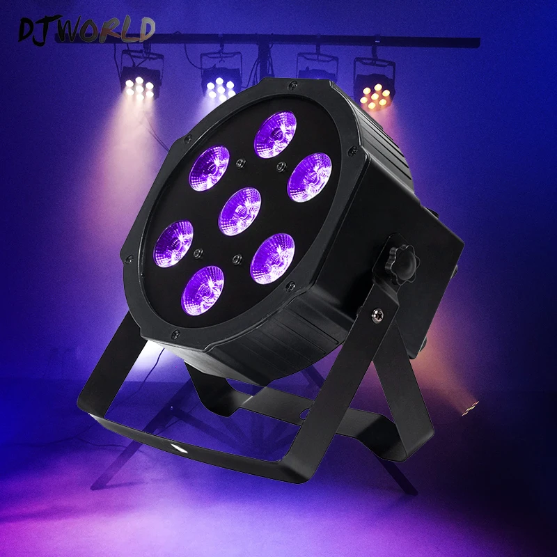 7 светодиодный чип 18 Вт лампы бусины 7x18 Par огни RGBWA UV 6в1 плоский DMX512 дискотеки