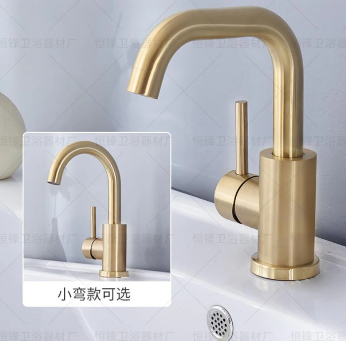 kitchen faucet sale Bathroom Faucet Brushed Gold Bathroom Basin Faucet Cold And Hot Sink Mixer Sink Tap Single Handle Deck Mounted Water Tap pantry cabinet