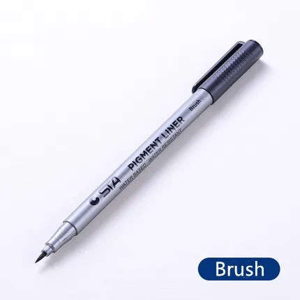 Brush 1 шт. фломастеры для рисования кисть спиртовые маркеры разные размеры манга лайнер треугольные ручки Fineliner художественные канцелярские принадлежности - Цвет: Brush