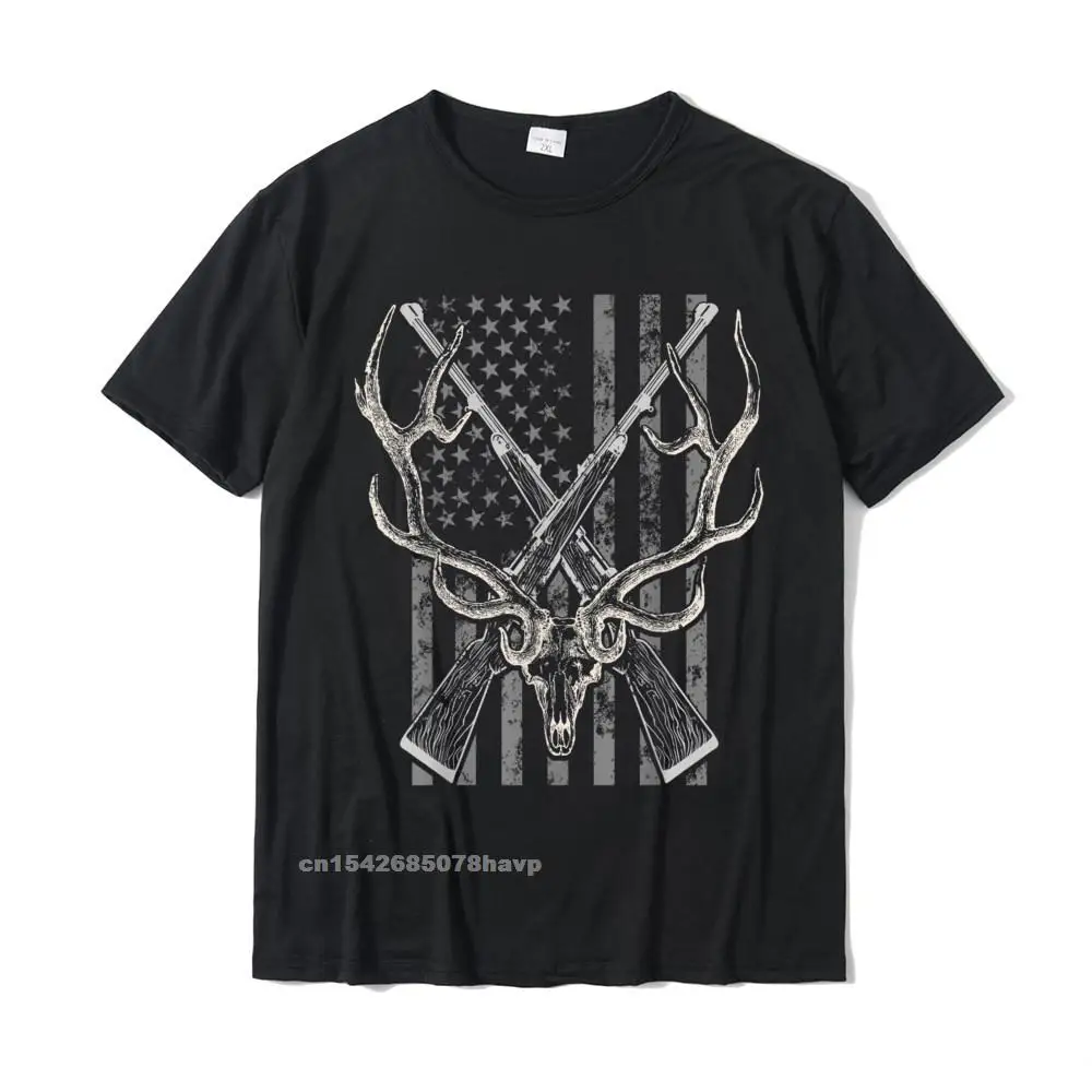 

American Flag Deer Hunting T Shirt Men USA Vintage Tee T-Shirt Casual Top T-Shirts For Students Cotton Tops Shirt Funny Discount