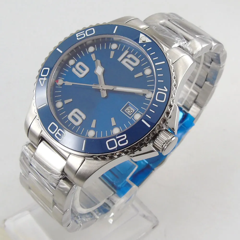 

New Luxury 40mm Automatic Men's Watch Mental Strap Date Indicator Silver Color Case